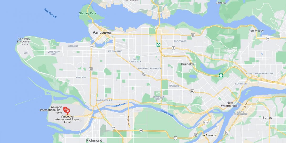 Карта аэропортов Ванкувера