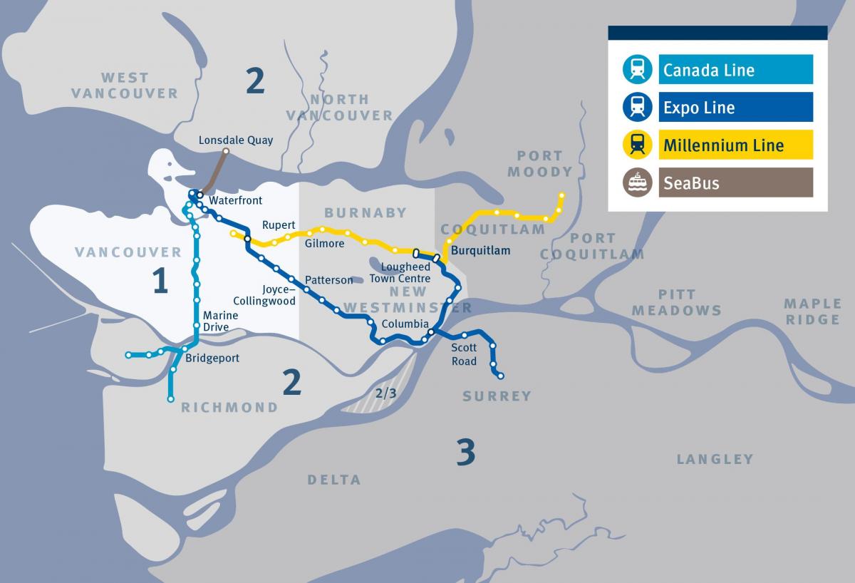 Карта железнодорожных станций Ванкувера