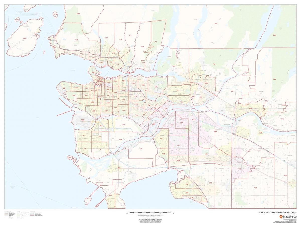 Карта почтовых индексов Ванкувера